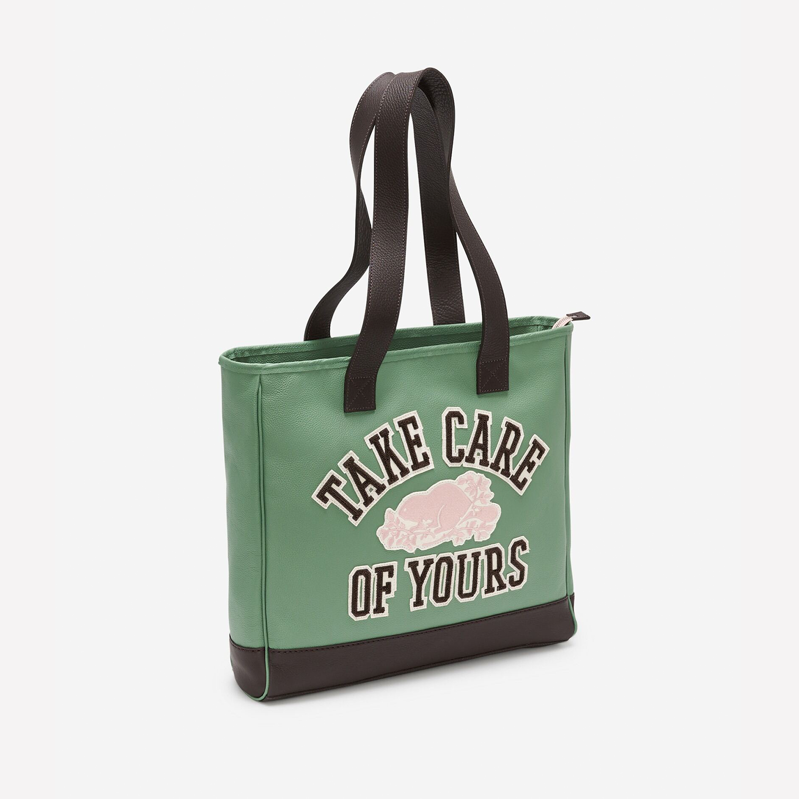 QUARTIER IS HOME x ROOTS - "TAKE CARE OF YOURS" LEATHER TOTE BAG
