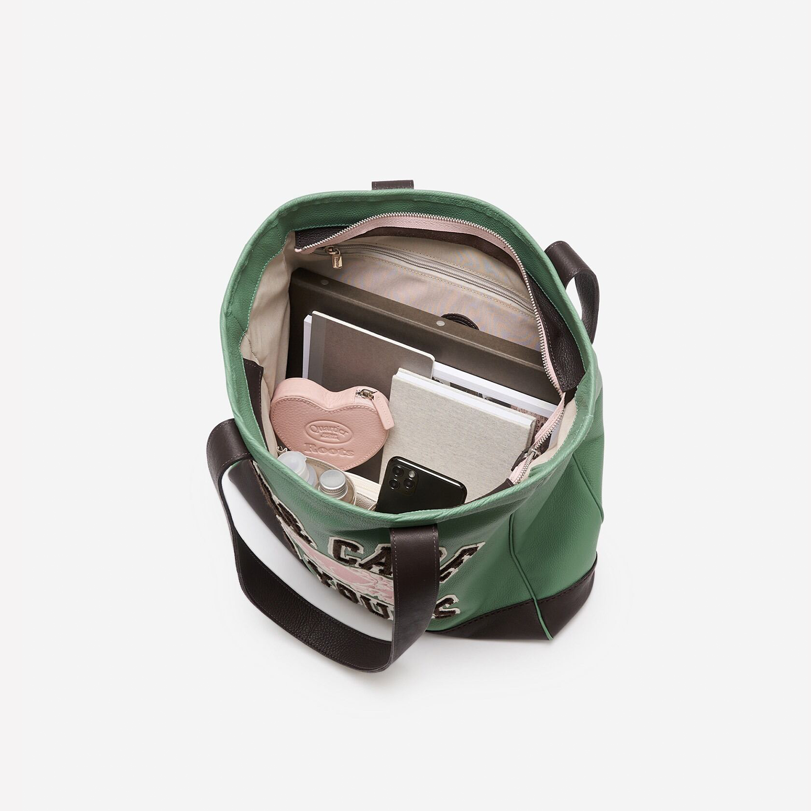 QUARTIER IS HOME x ROOTS - "TAKE CARE OF YOURS" LEATHER TOTE BAG