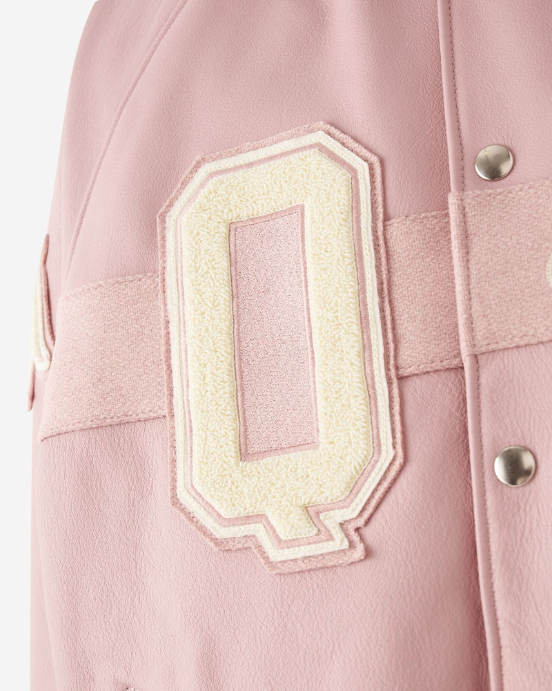 QUARTIER IS HOME X ROOTS - HOMETEAM LEATHER VARSITY JACKET (DUSTY PINK)
