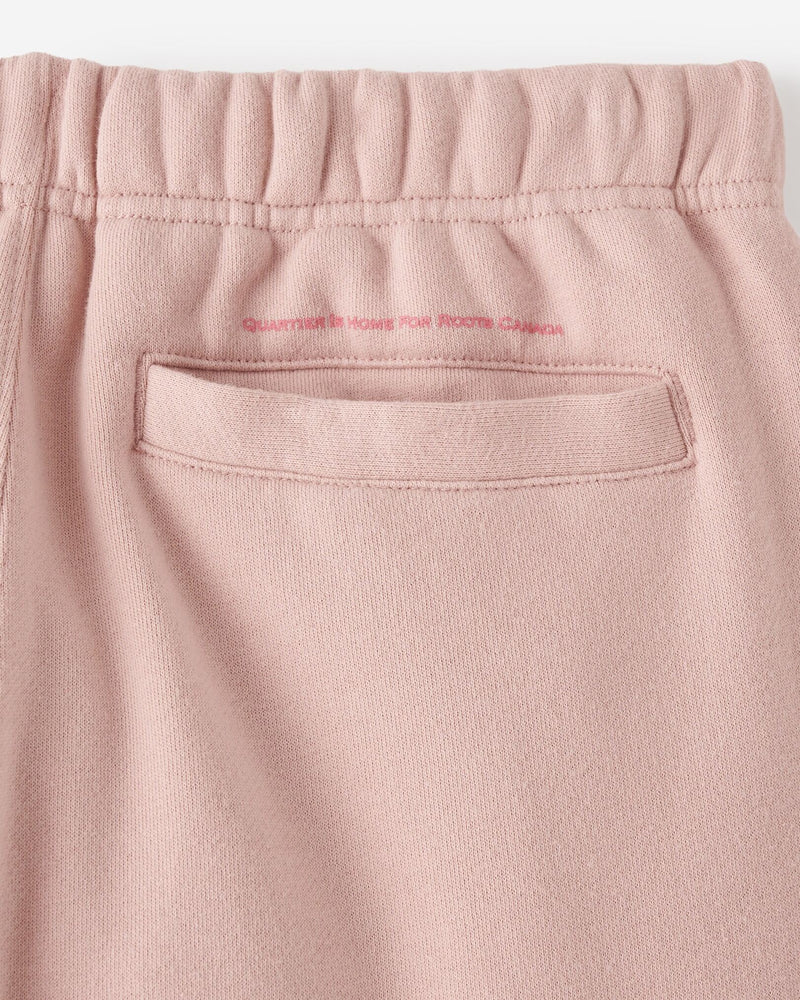 QUARTIER IS HOME x ROOTS CANADA - "TAKE CARE OF YOURS" OPEN BOTTOM SWEATPANTS (DUSTY PINK)