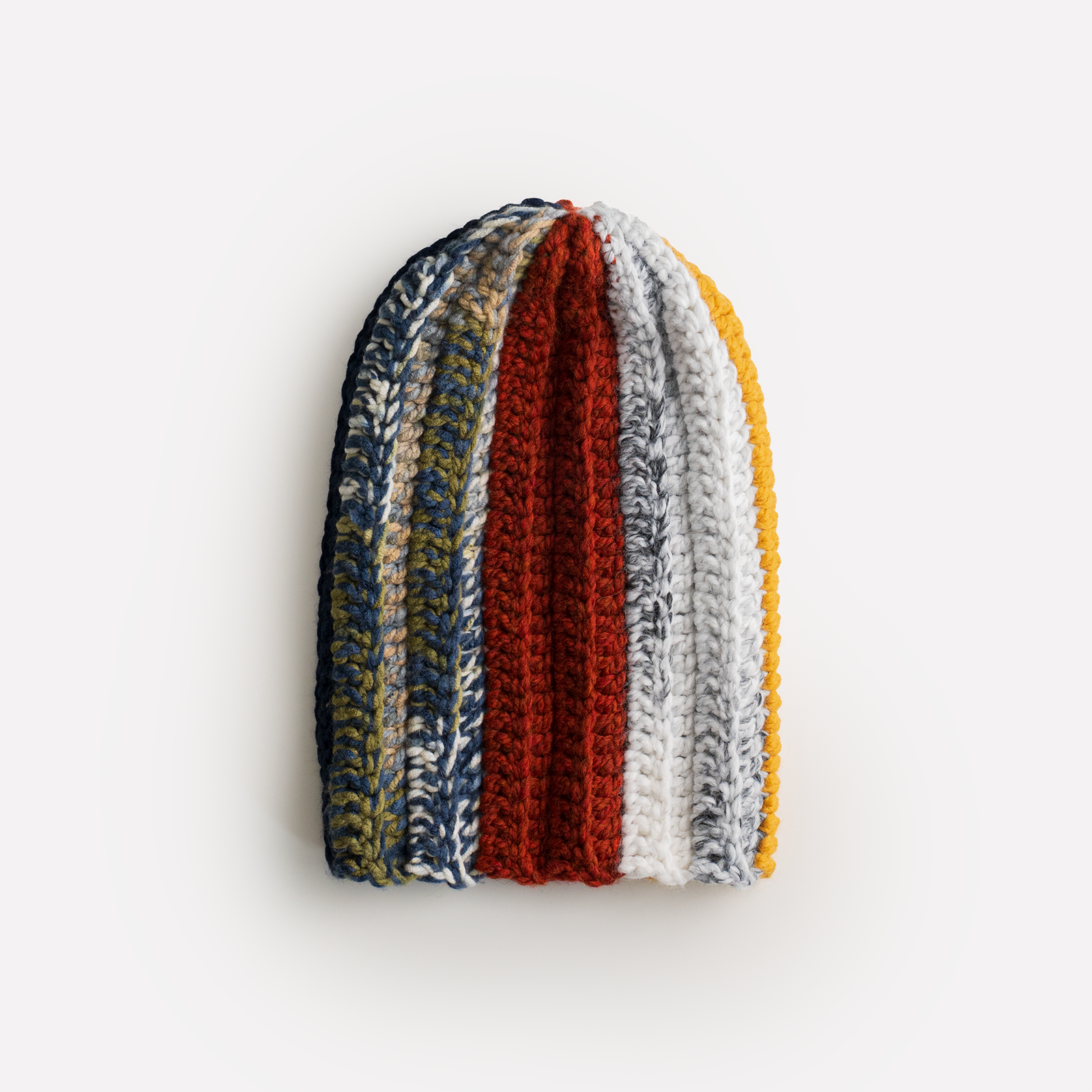 "ONE of ONE" Hand-Knitted Beanie (WHITE / RED / MULTI)