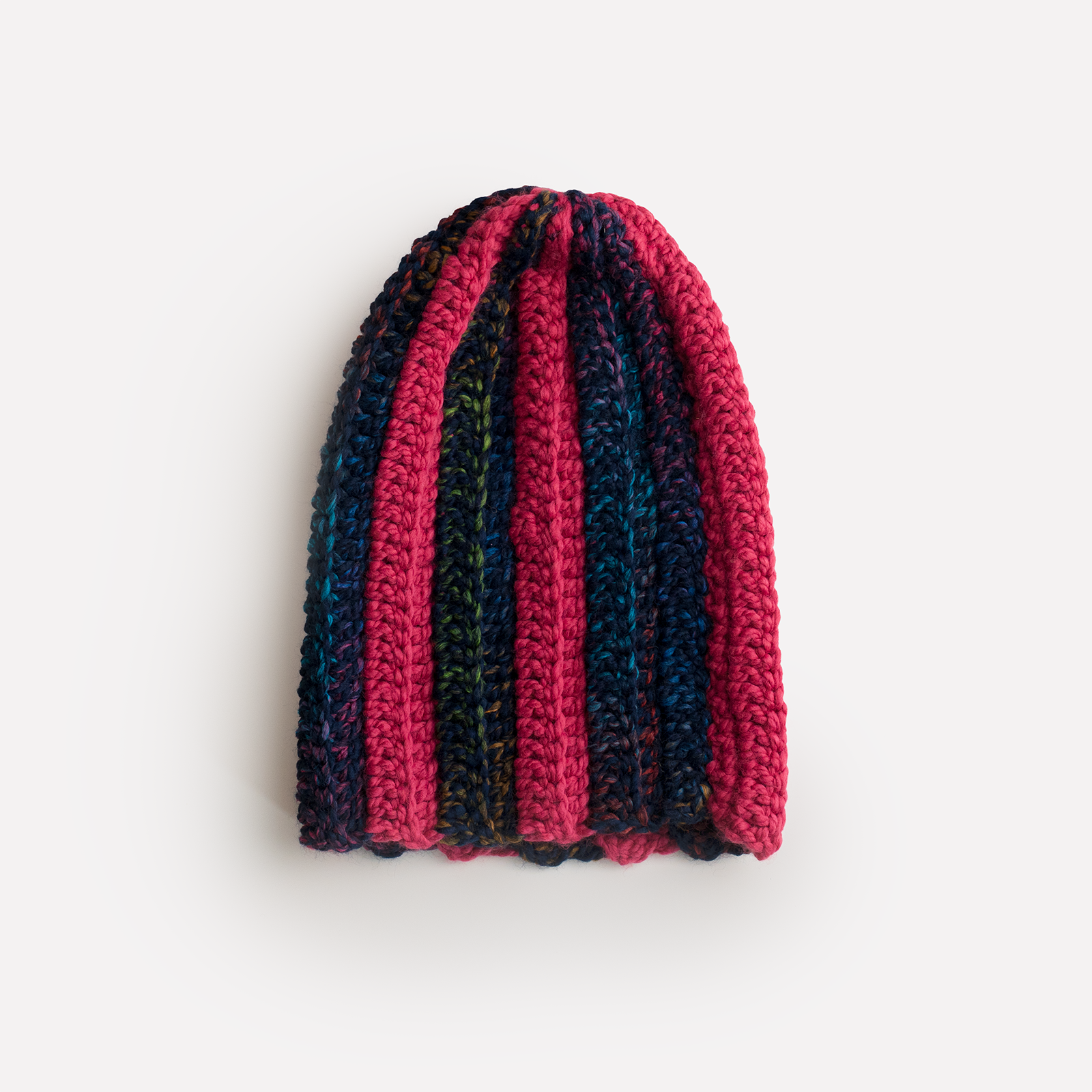 ONE of ONE Hand-Knitted Beanie (PINK / NAVY / MULTI)