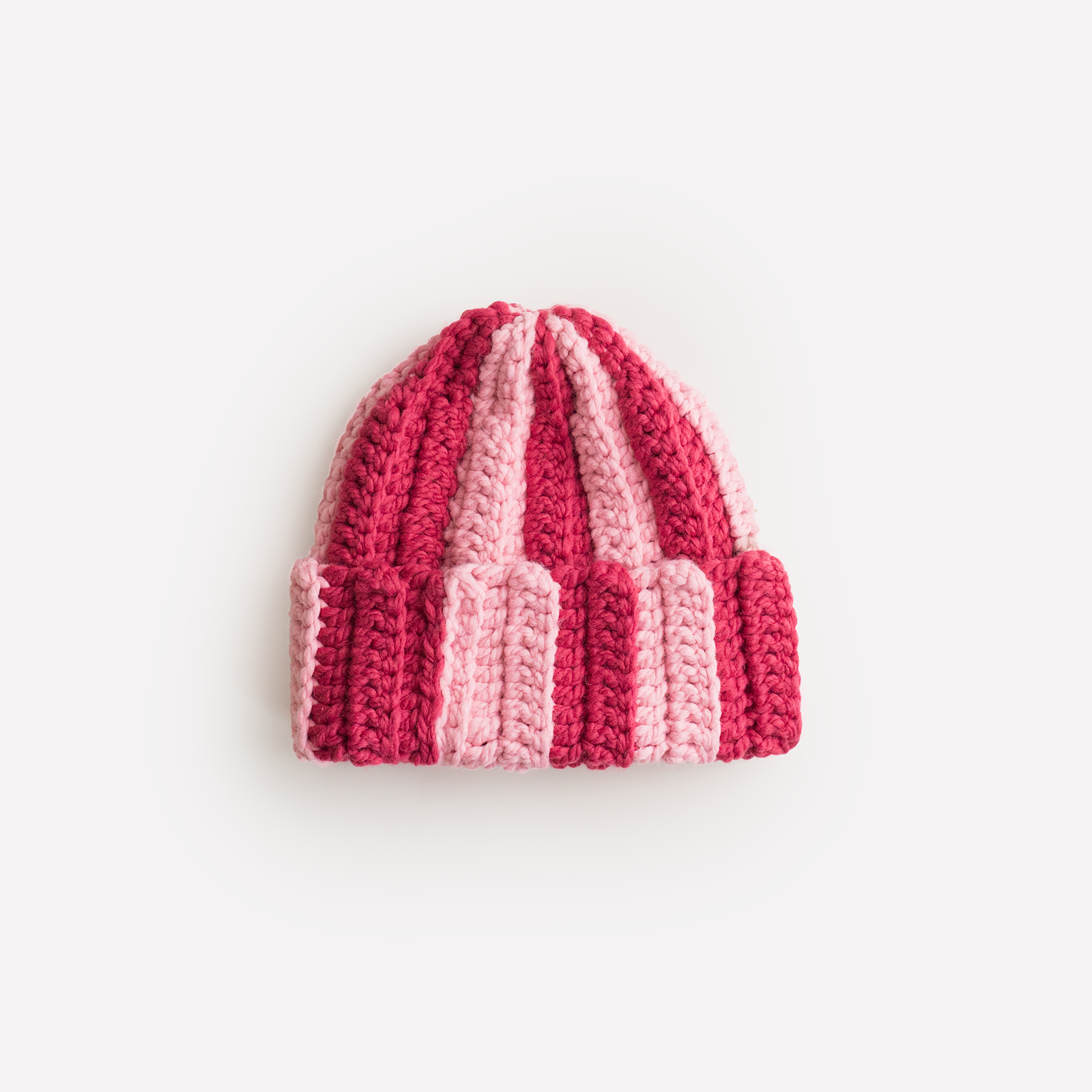"ONE of ONE" Hand-Knitted Beanie (PINK / LIGHT PINK)