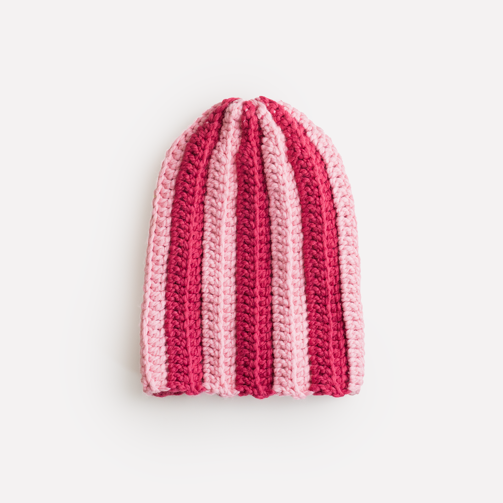 "ONE of ONE" Hand-Knitted Beanie (PINK / LIGHT PINK)