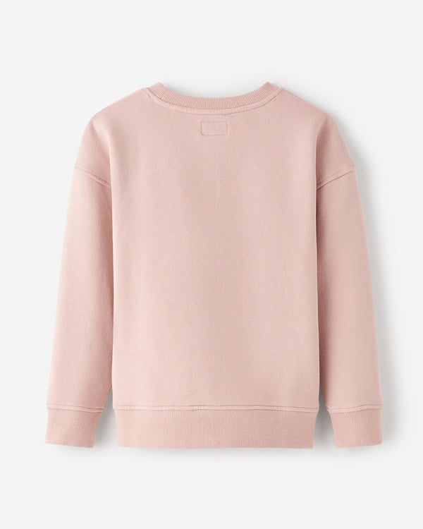 QUARTIER IS HOME x ROOTS CANADA - "TAKE CARE OF YOURS" KIDS CREWNECK (DUSTY PINK)